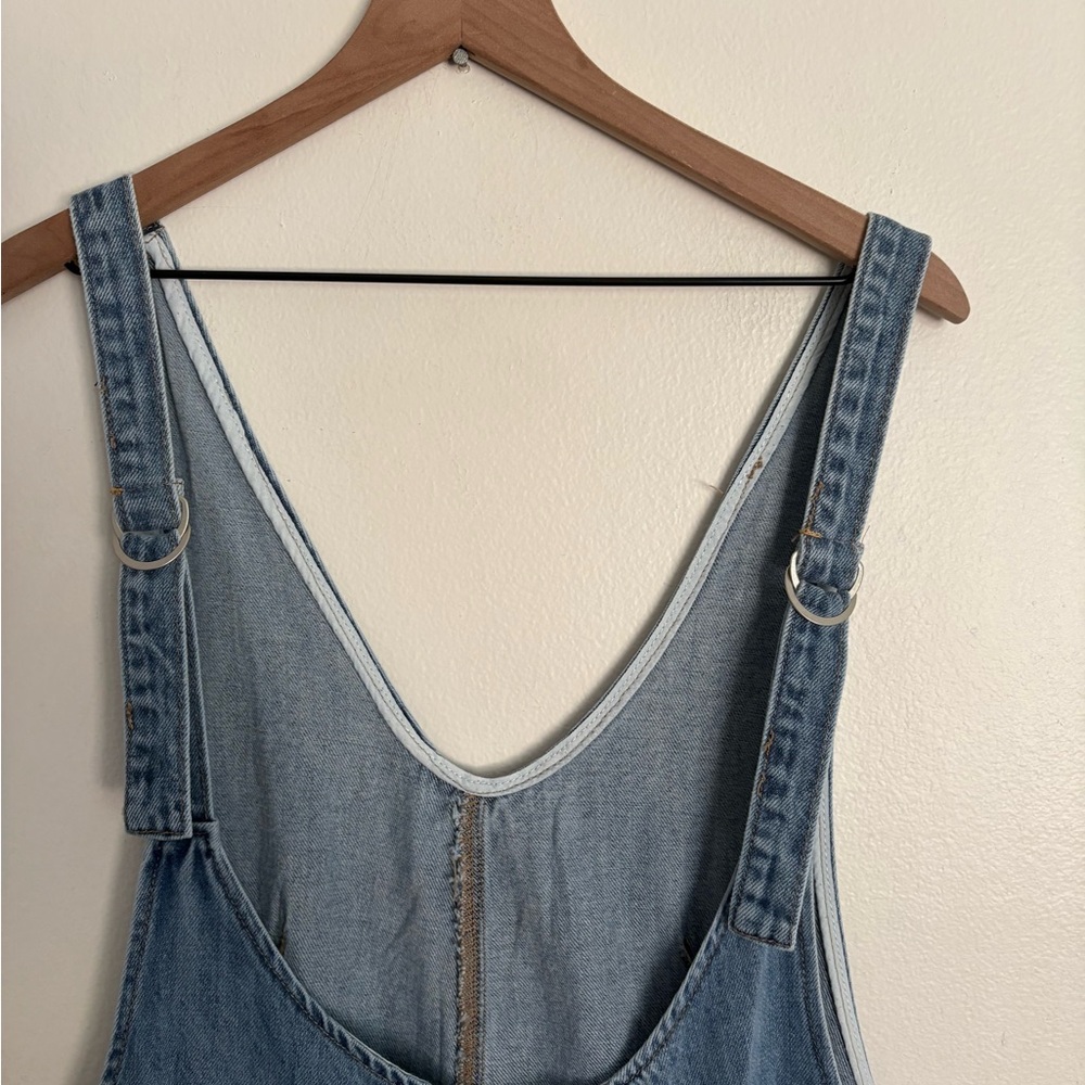 Zenana “High Roller” Denim Overalls Jumpsuit Blue Straight Leg Womens M/L NWT BD - Picture 4 of 8